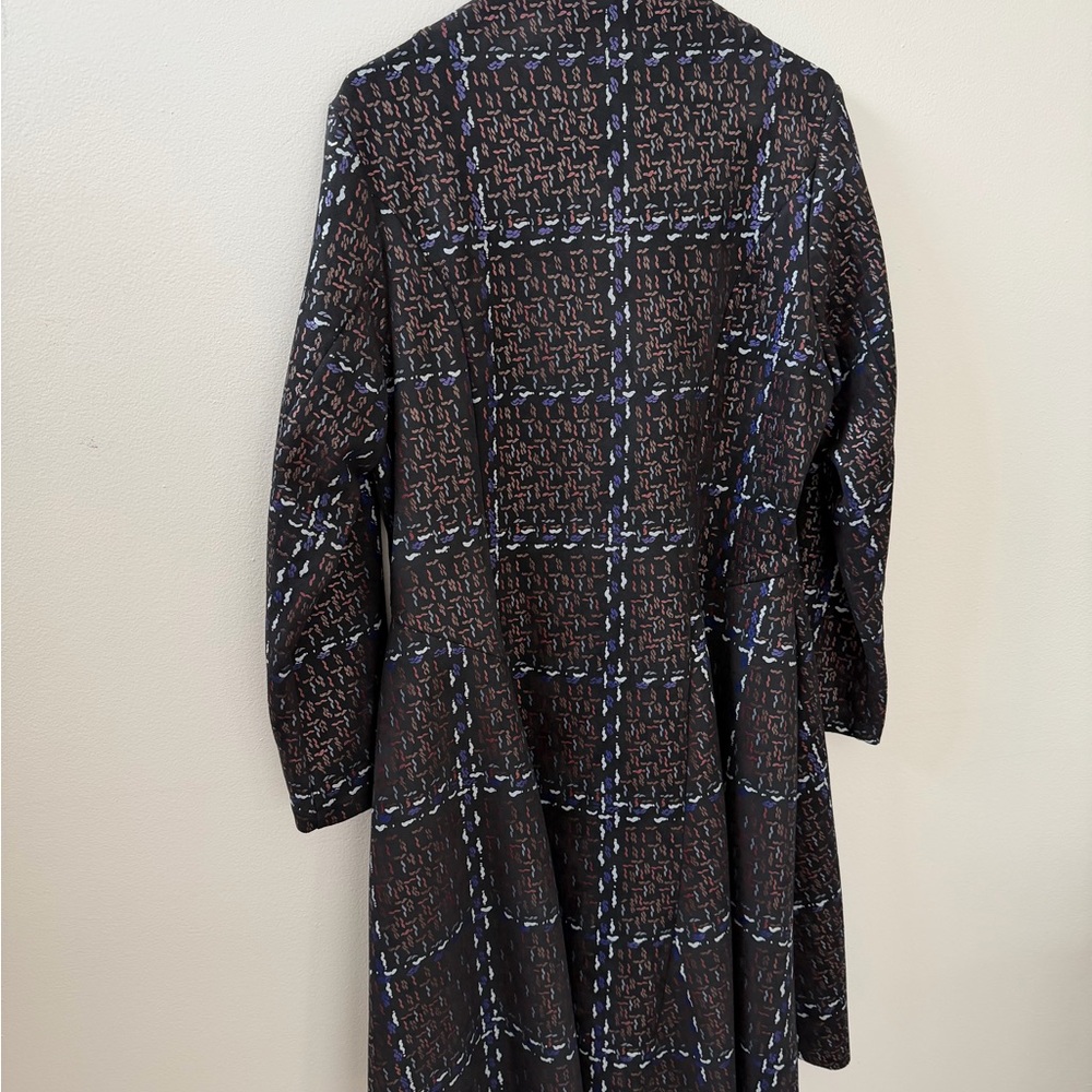Plaid Patterned Long Coat, Sz M - Picture 11 of 13